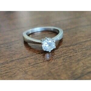 Ring 925 Sterling Silver Vintage Round CZ Engagement Solitaire Sz 7 Signed 3g